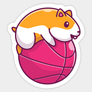 Cute Hamster Playing Ball Cartoon Sticker